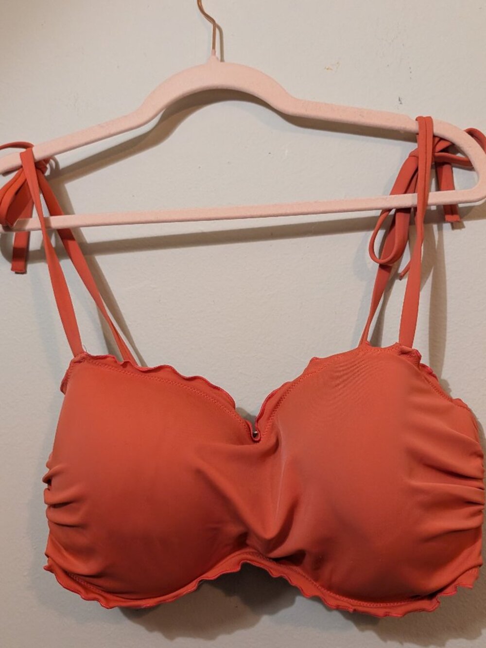 Shade & Shore Orange Bikini Top Ruffles Bandeau Size 38D